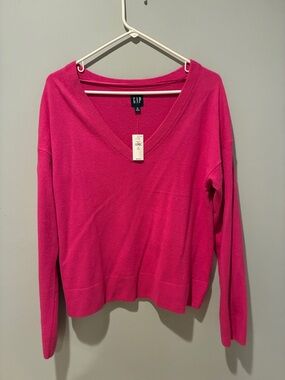 GAP Vibrant Pink V-Neck Sweater